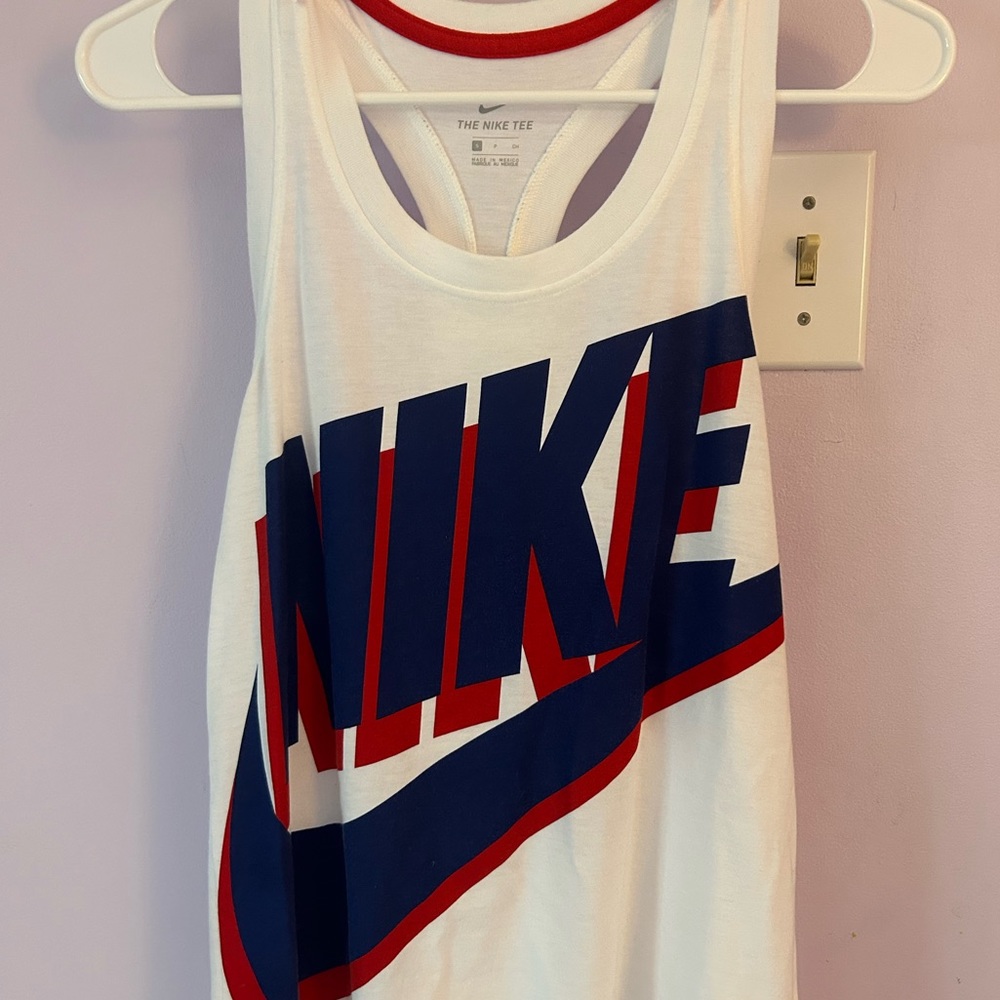 small red white and blue nike tank top